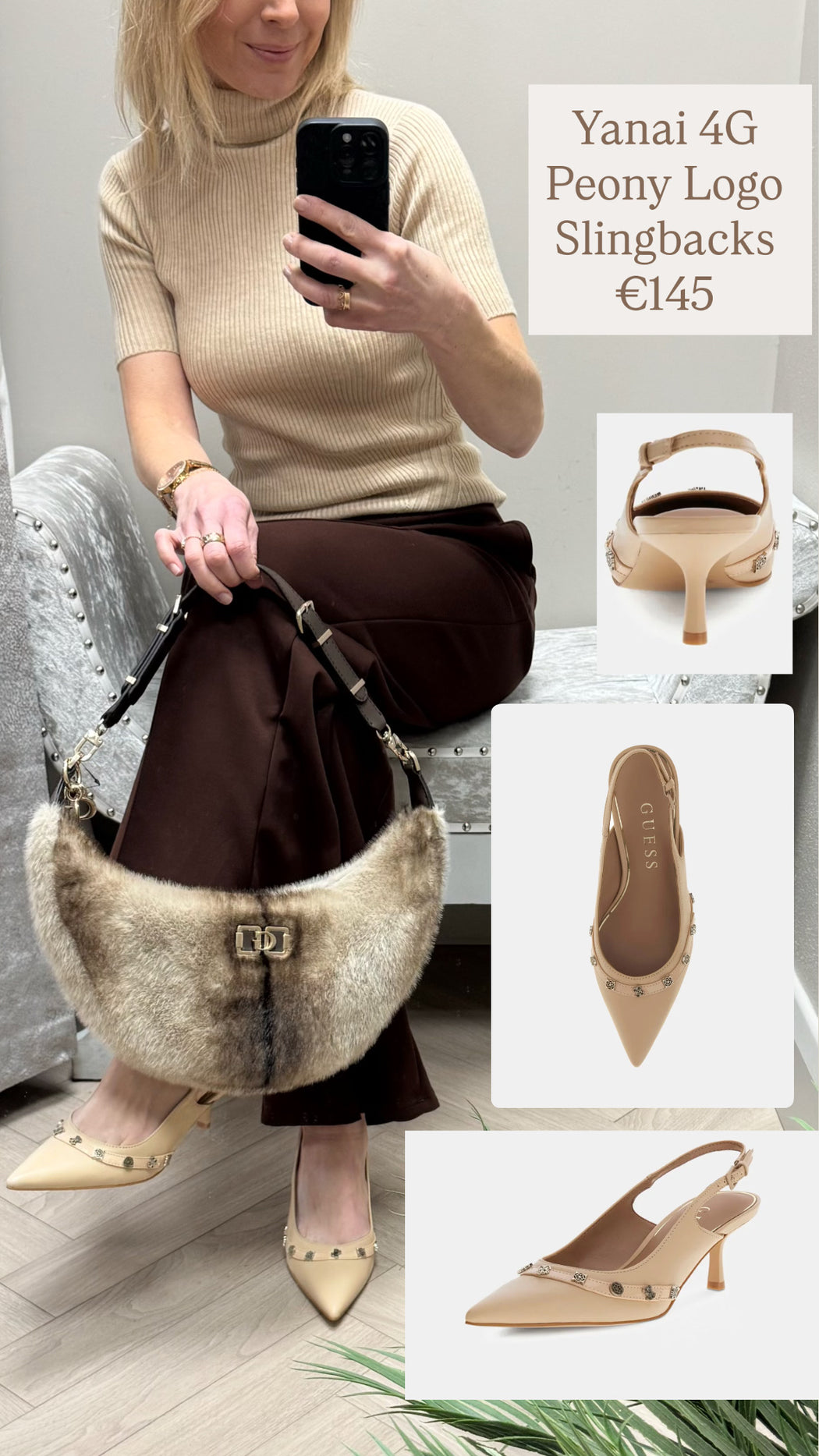 Yanai 4G Peony Logo Slingbacks FLPYANLEA05