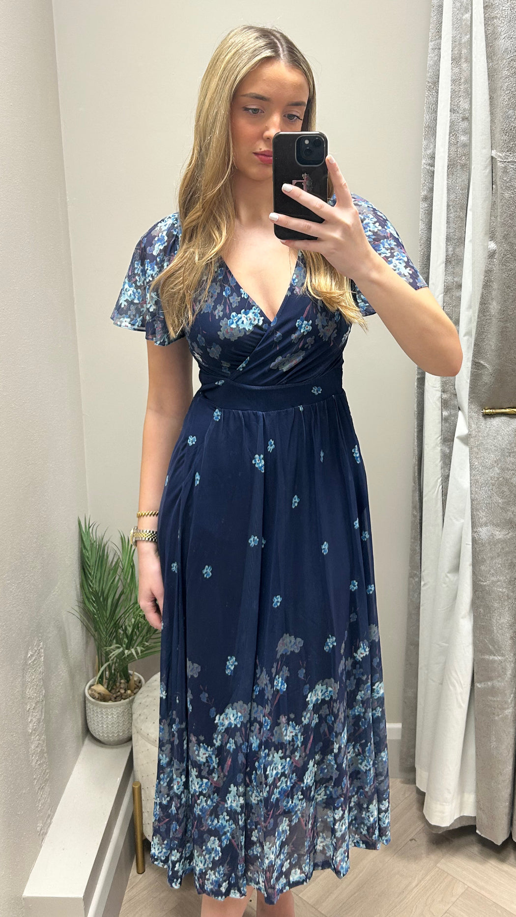 JOLIE MOI NAVY BLUE FLORAL DRESS