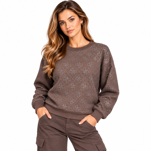 Guess brown  all over logo sweater w6bq14k6060