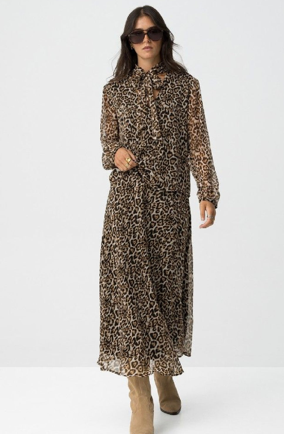 Dalmata leopard elasticated waist midi skirt