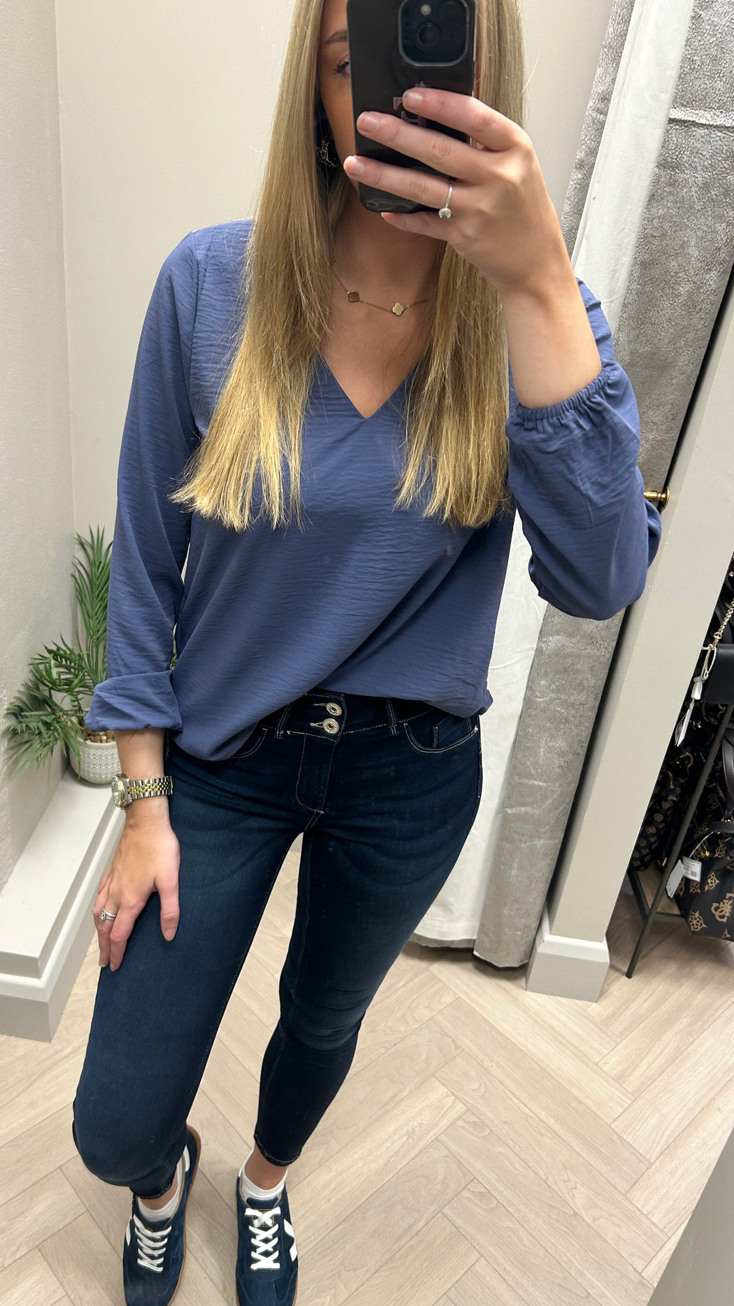 Kante petrol blue blouse