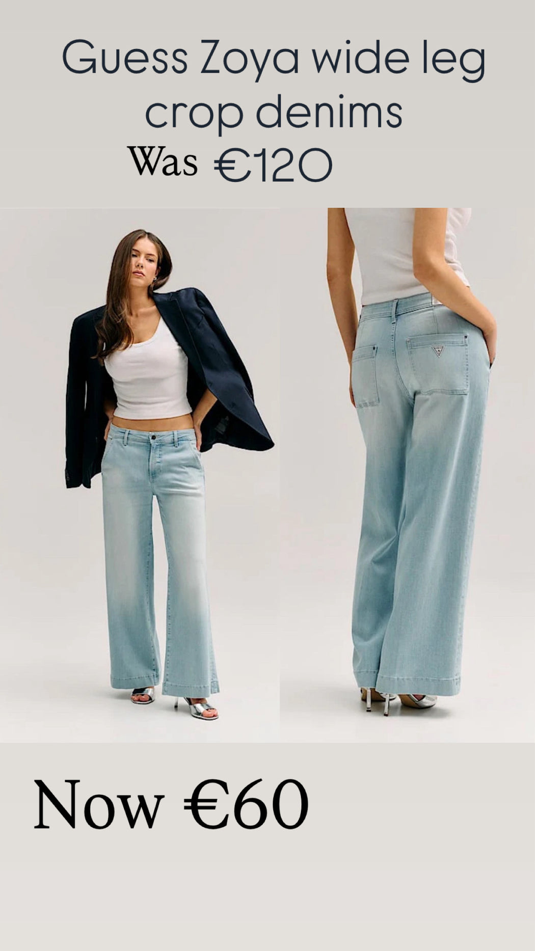 Guess Zoya wide leg crop denims