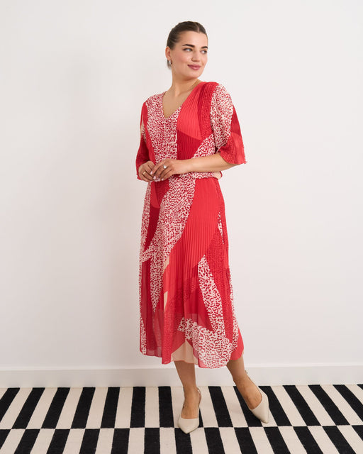 Ester red print midi