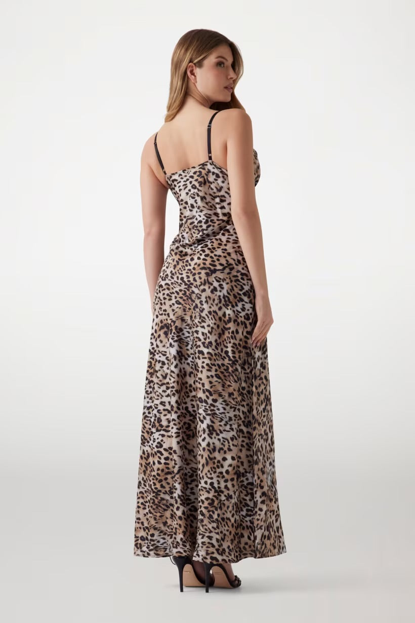 Guess leopard lace detail maxi dress W5GK10WF1T2