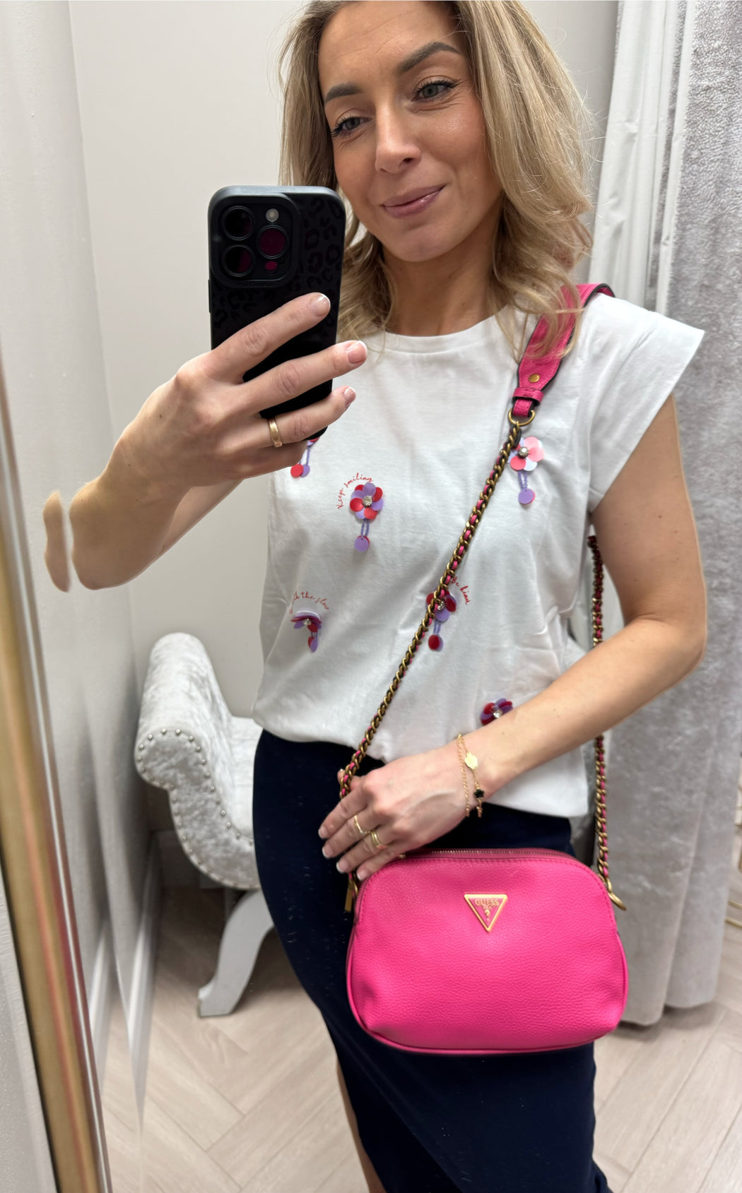 Vb878212 guess Magenta becci double zip crossbody