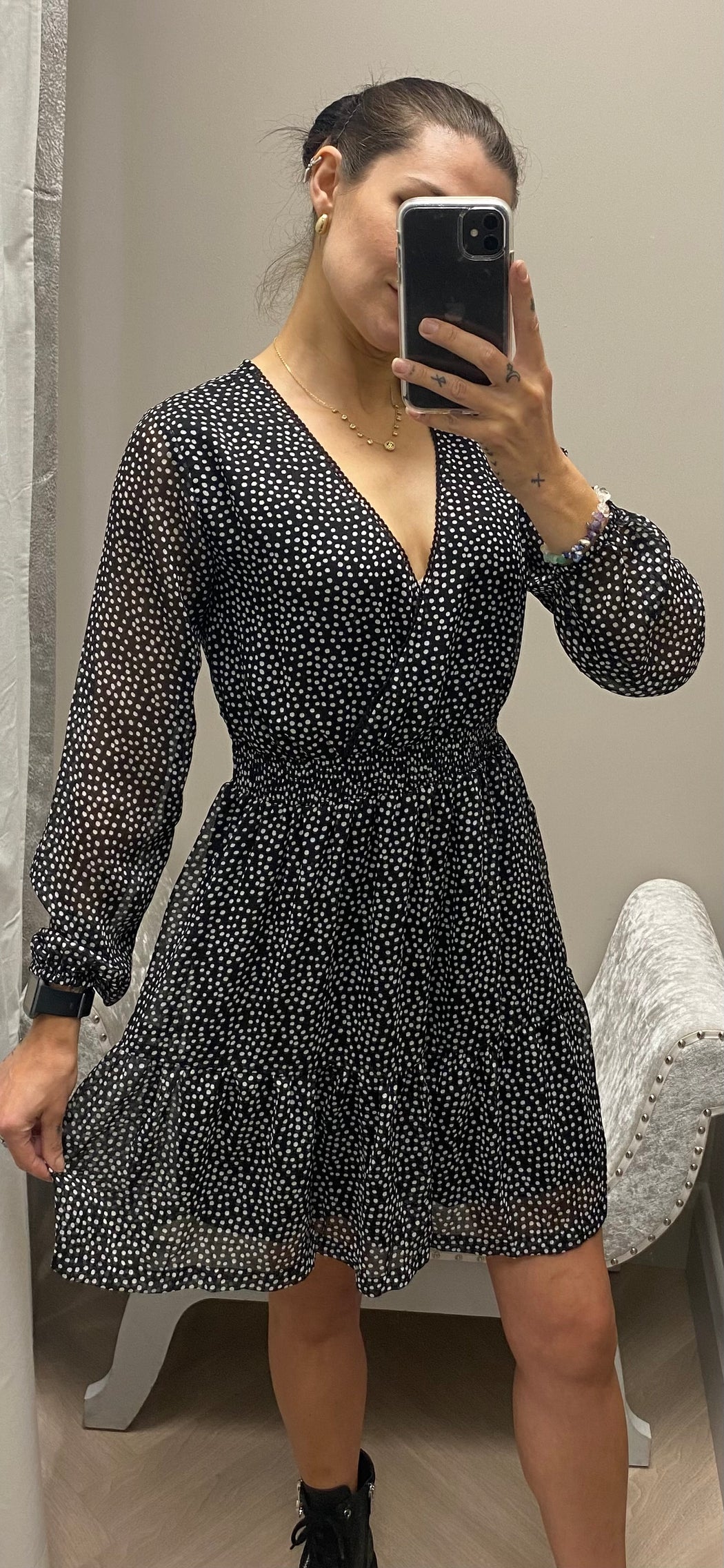 Fou black polka dot dress