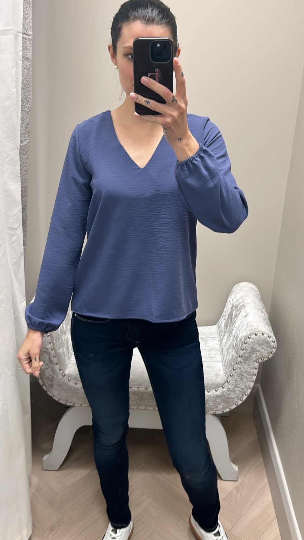 Kante petrol blue blouse