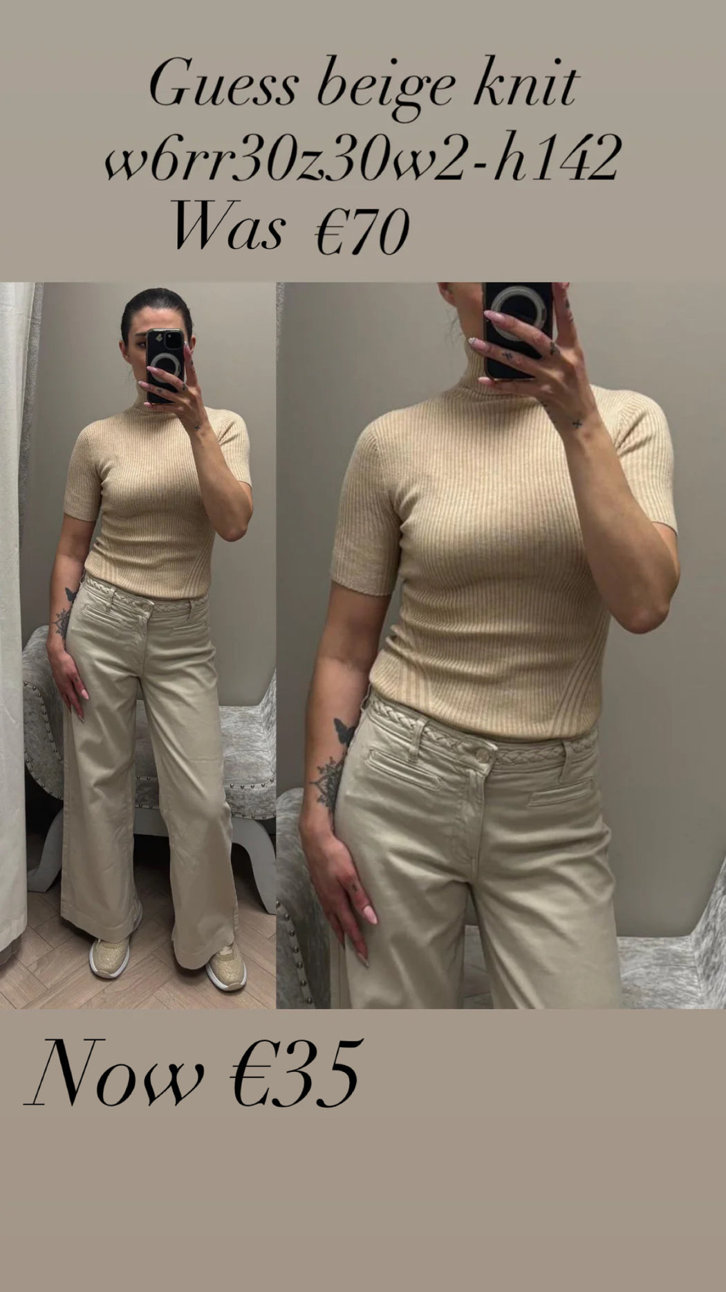 Guess beige knit w6rr30z30w2-h142