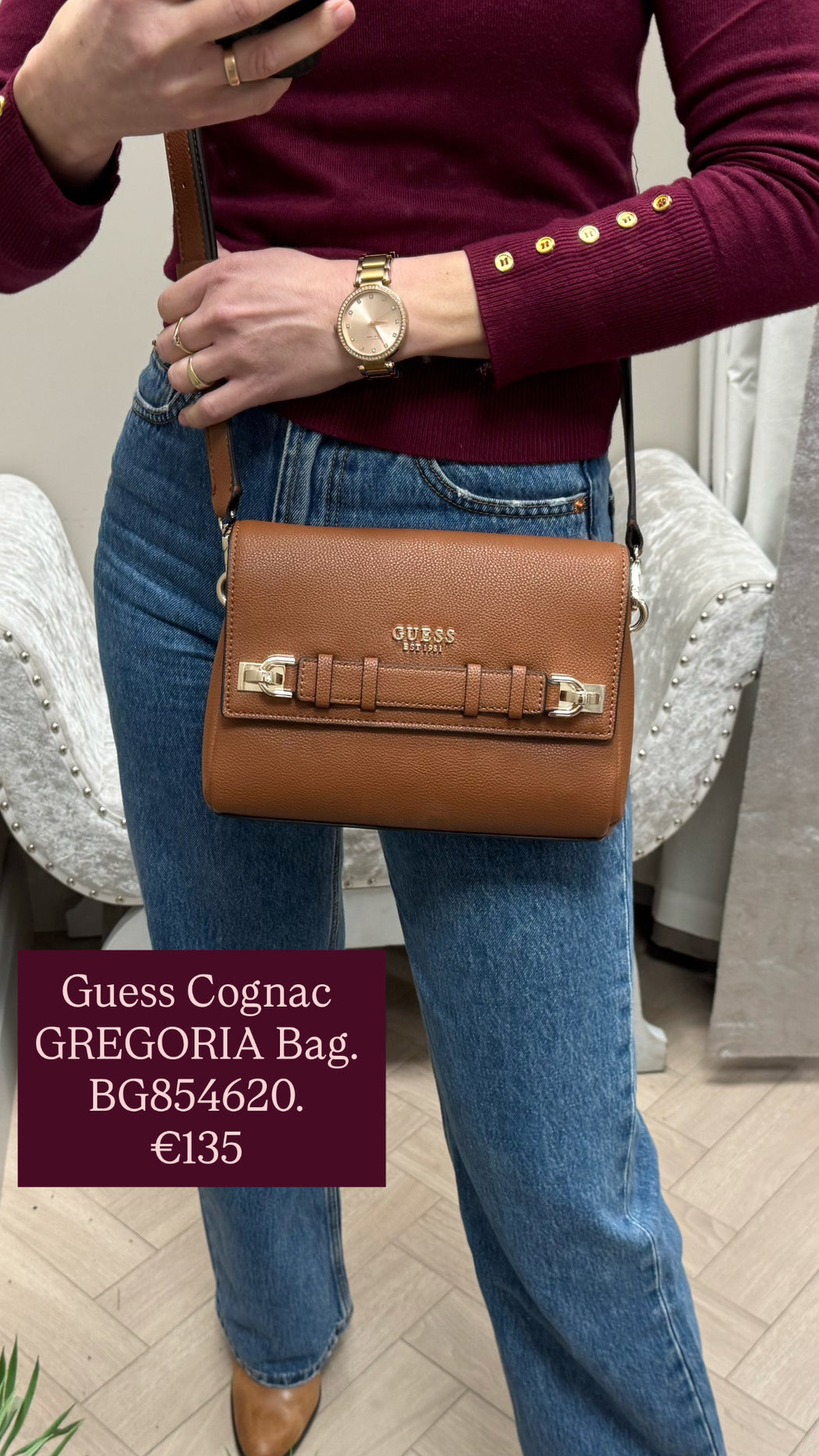 Guess Cognac GREGORIA Bag. BG854620.