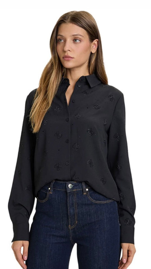 Guess black flore logo embellished shirt
