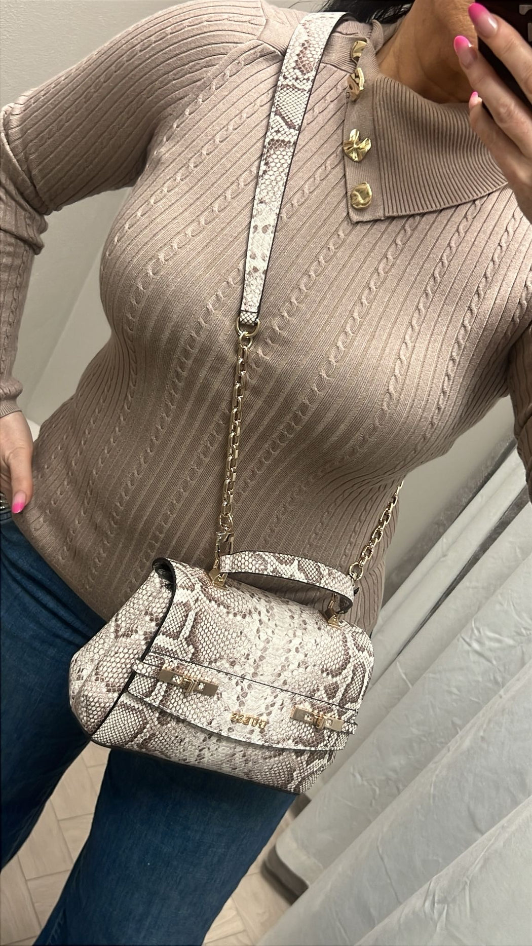 Guess beige jumper with  gold button detail w6rr07z2yk2-AIOL