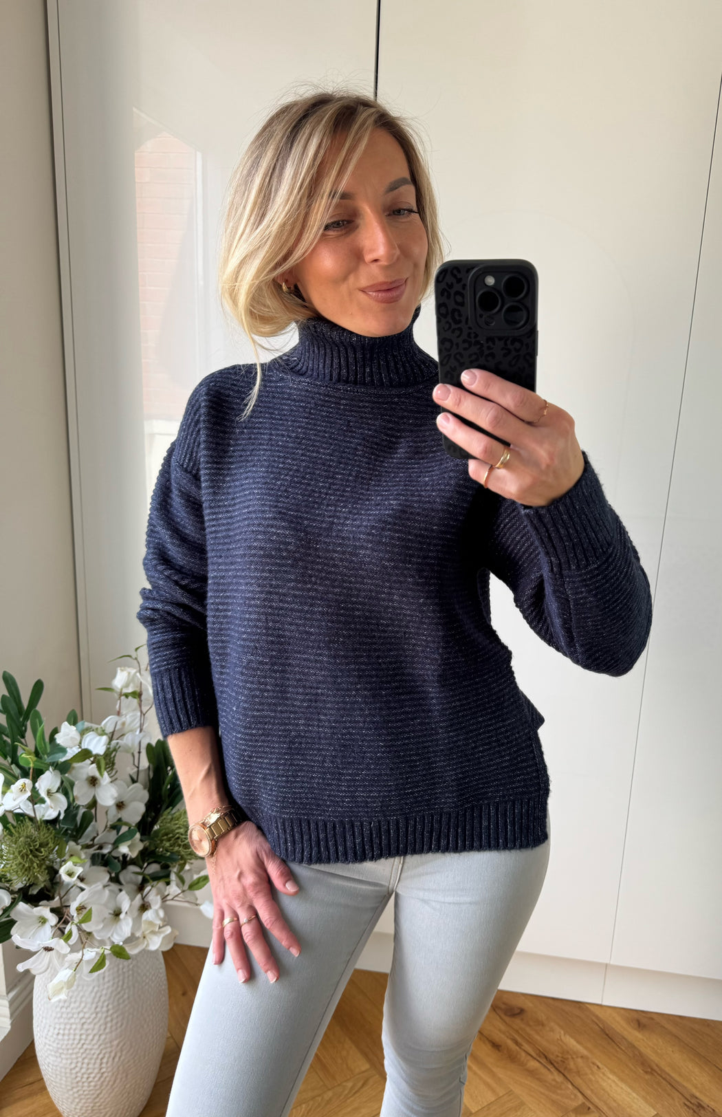 Muffin turtle neck navy knit