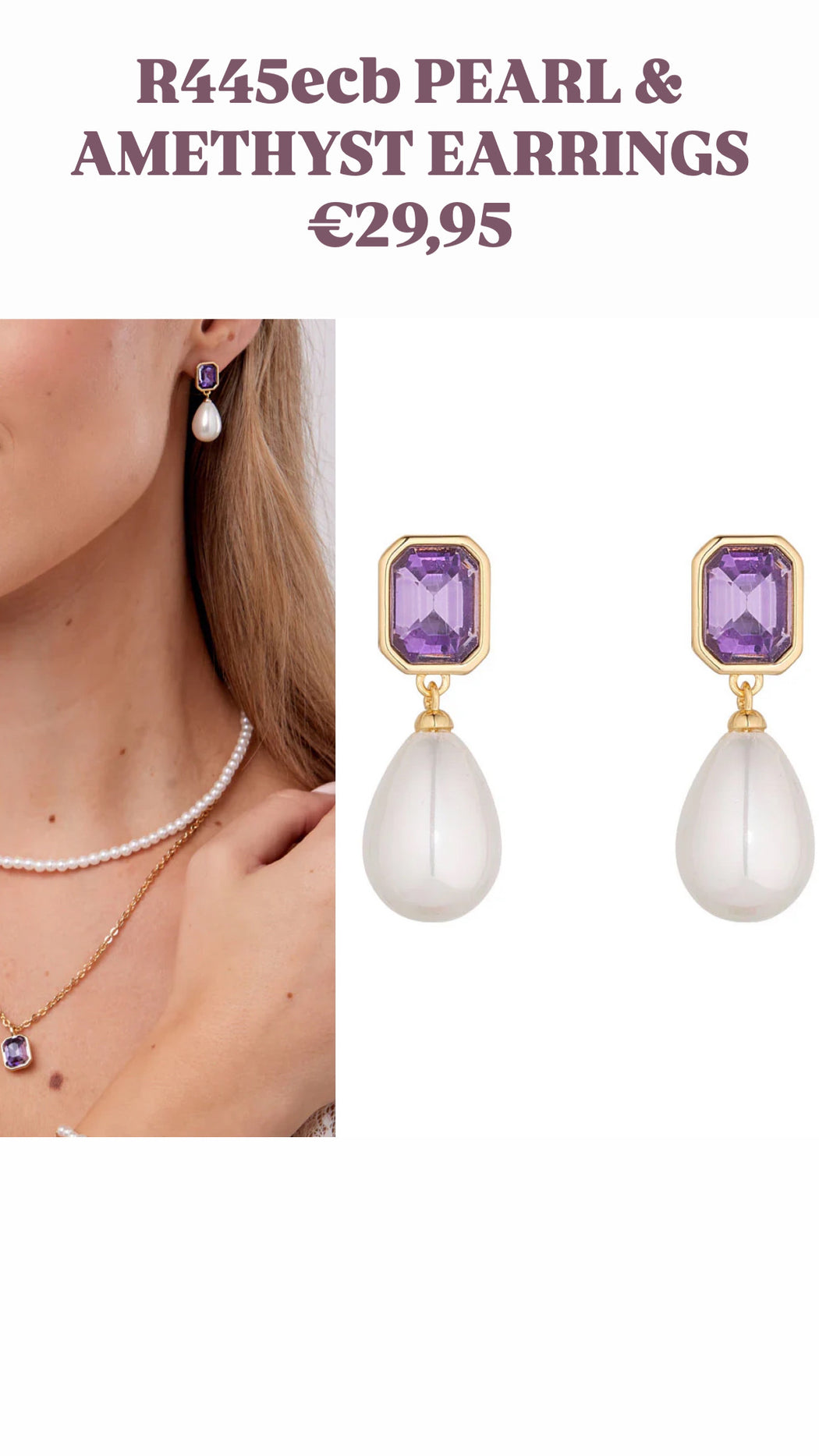 R445ecb PEARL & AMETHYST EARRINGS