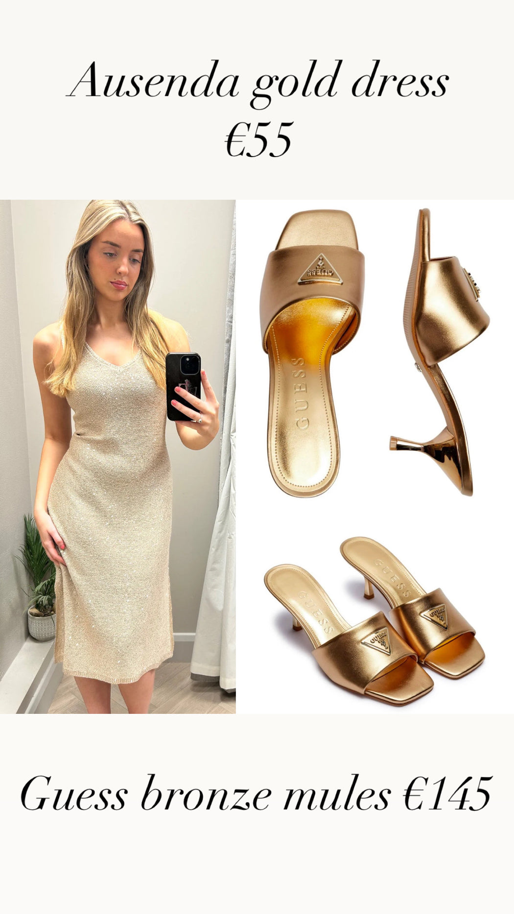 Guess bronze kitten heel mule FLJLUSLEL03