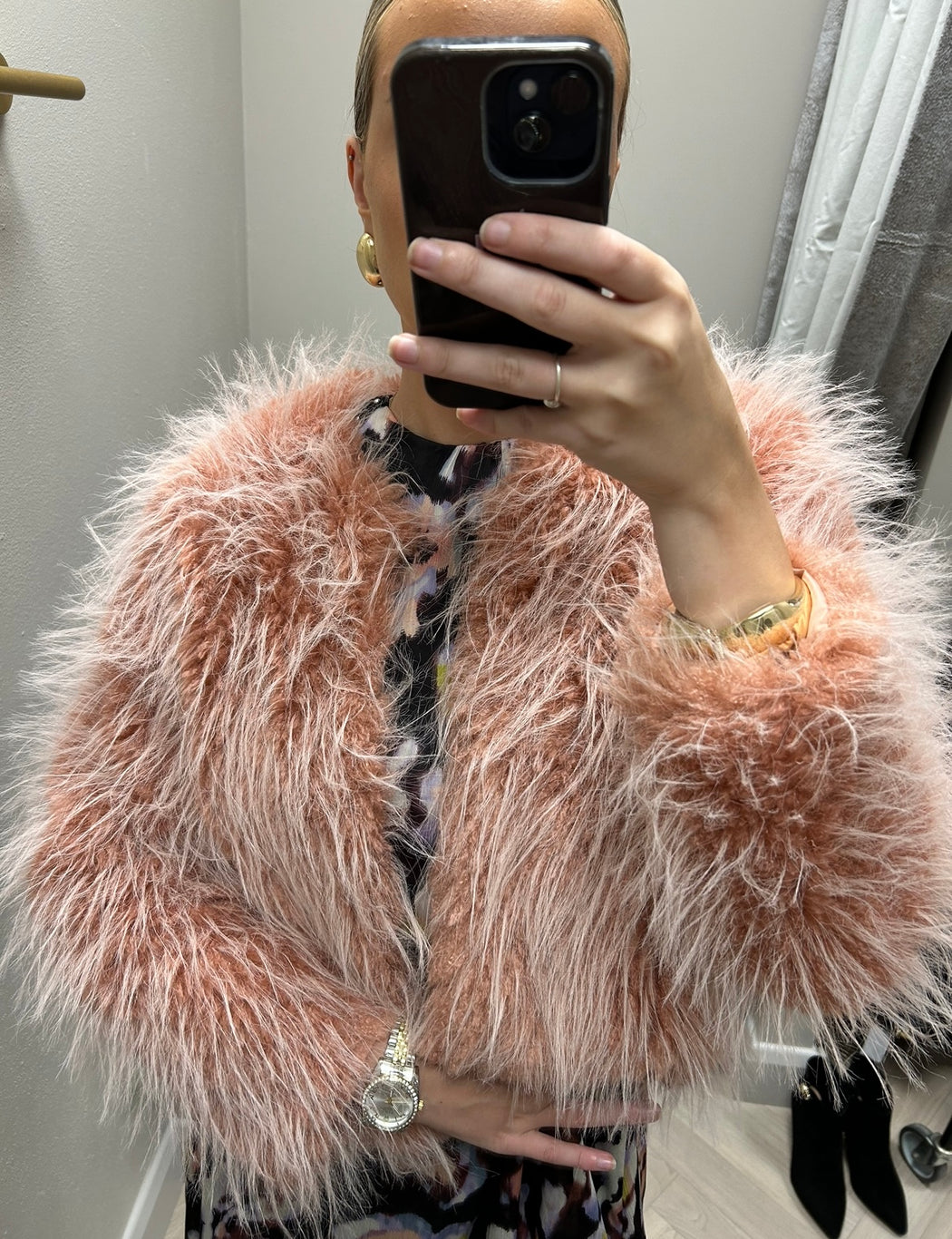 Mula rose faux fur jacket