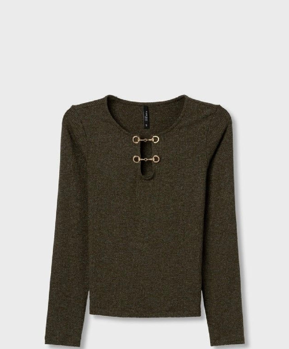Check Khaki knit