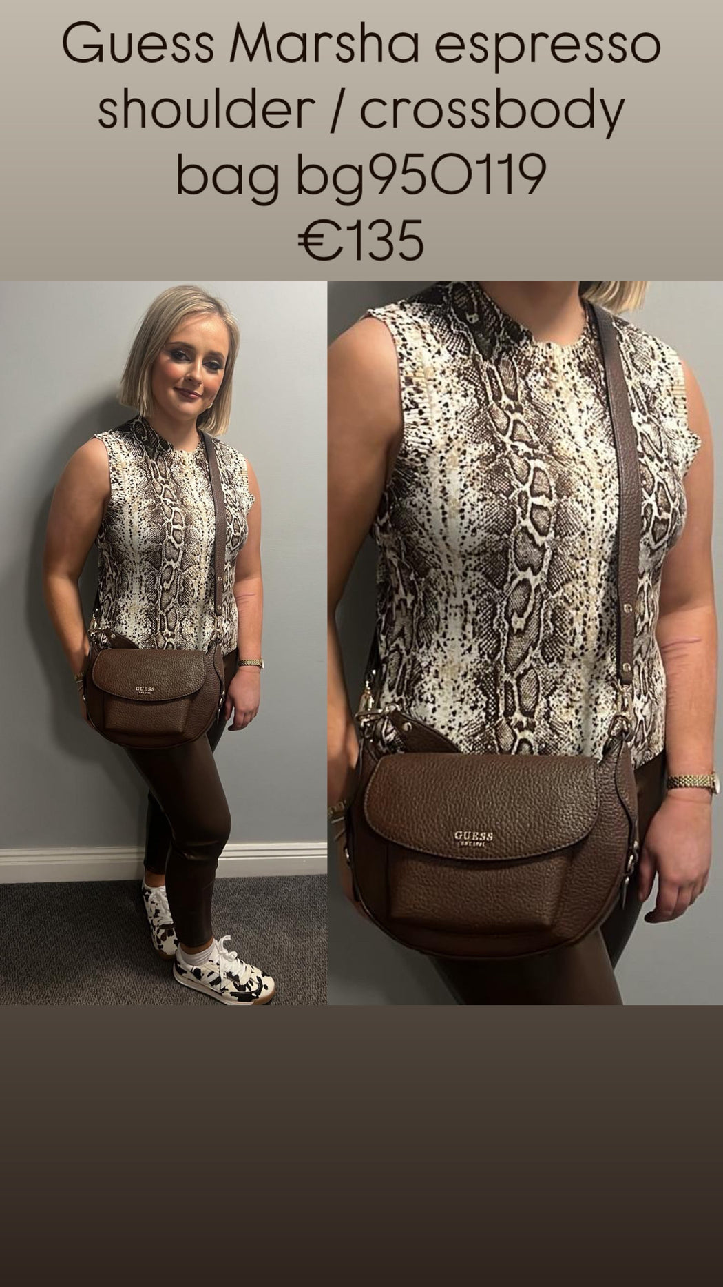 Guess Marsha espresso shoulder / crossbody bag bg950119