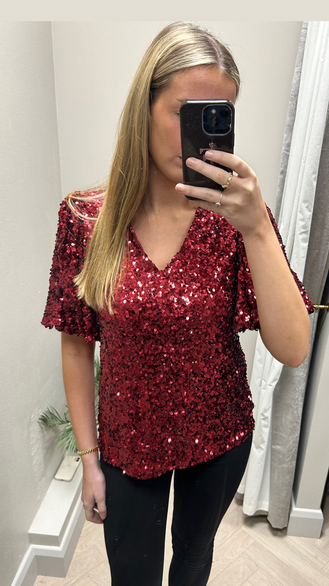 Red Emma sequin top