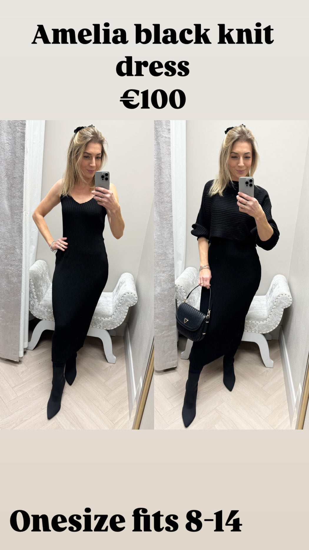 Amelia black knit dress