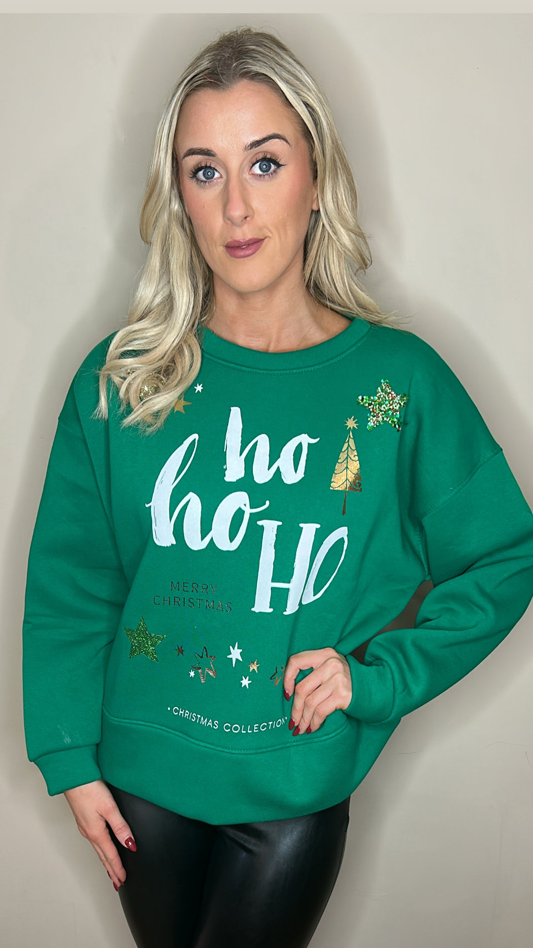 Green Ho Ho Ho Christmas sweater