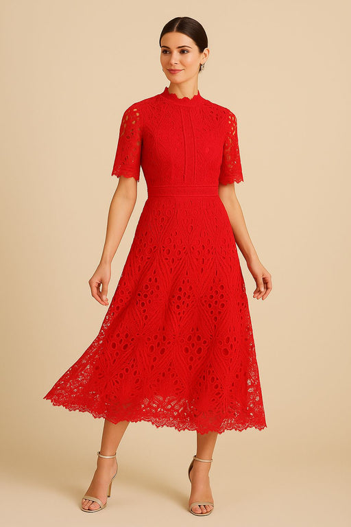 Mabel red lace dress