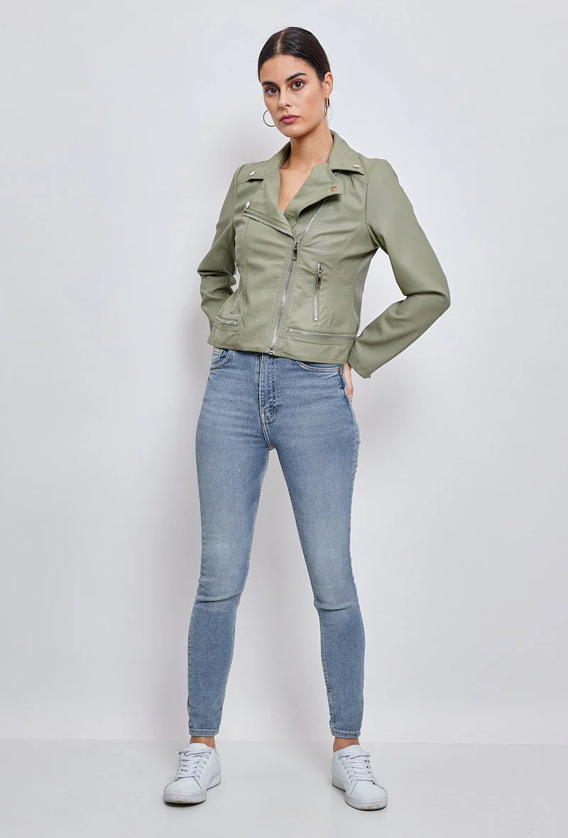 Kathy Khaki Biker Jacket