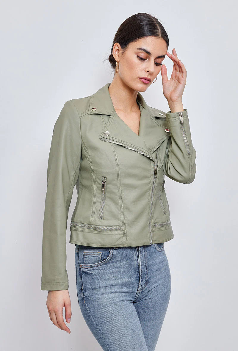 Kathy Khaki Biker Jacket