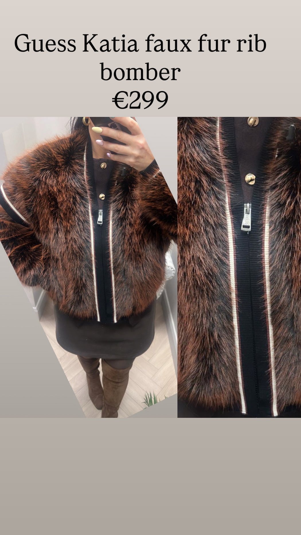 Guess Katia faux fur rib bomber