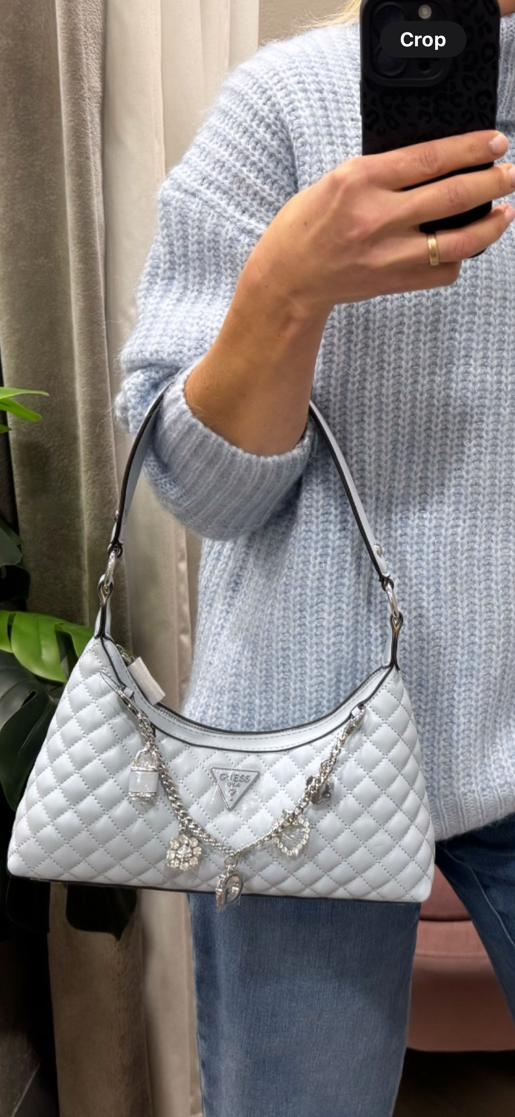 Guess misty blue everlee mini shoulder bag