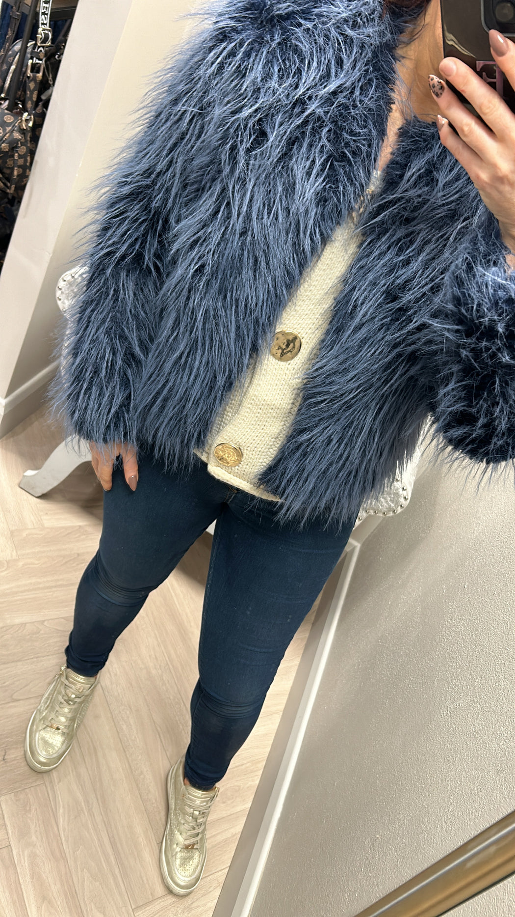 Mula navy  faux fur jacket