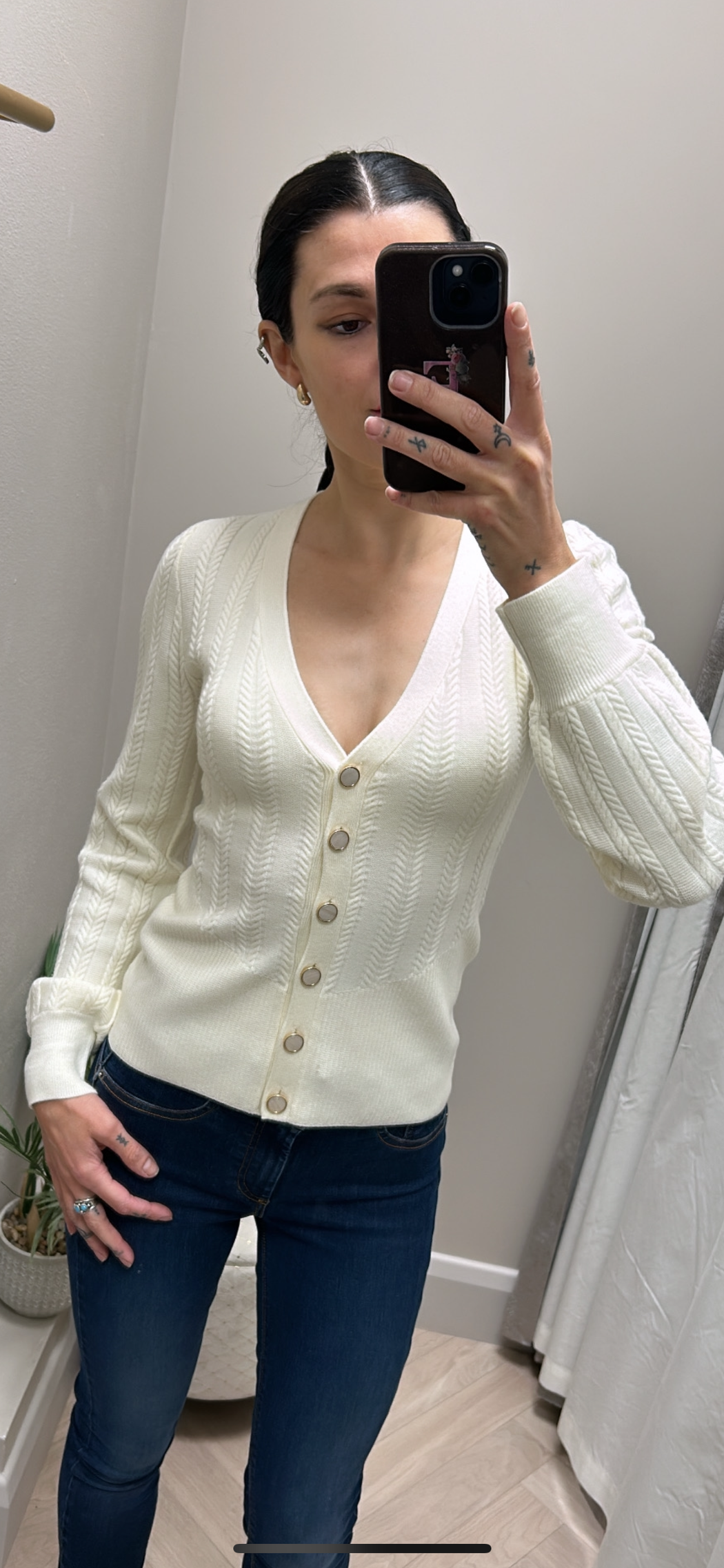 W4br31z2v42 guess cream  ribbed cardi