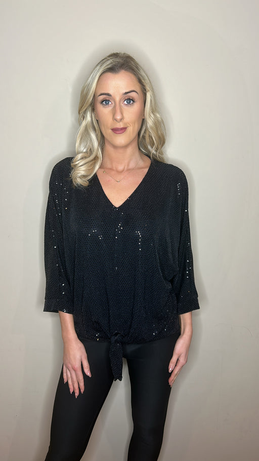 Black bella knot top by