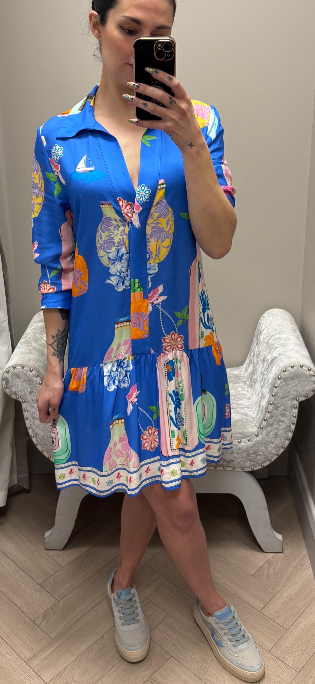 Juliet blue print  dress
