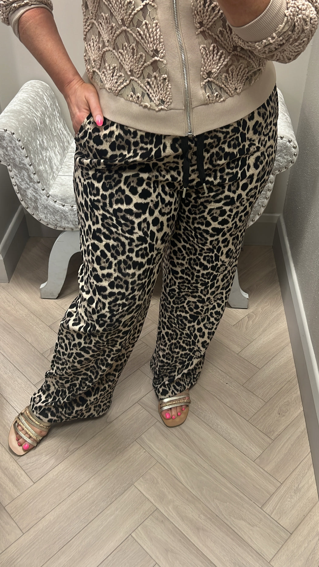 Elisa leopard wide leg trouser