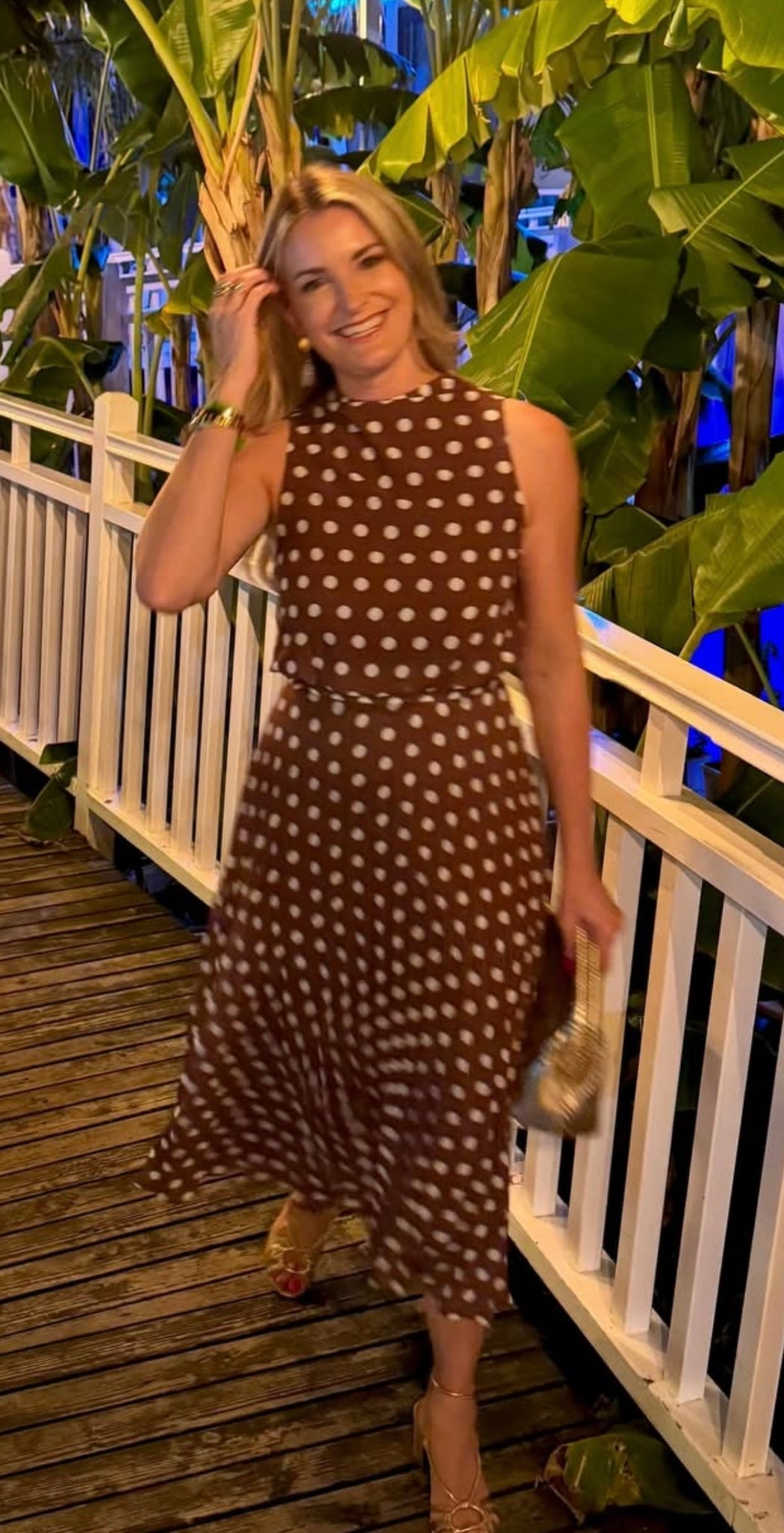Molly brown drape pleat polka dot midi