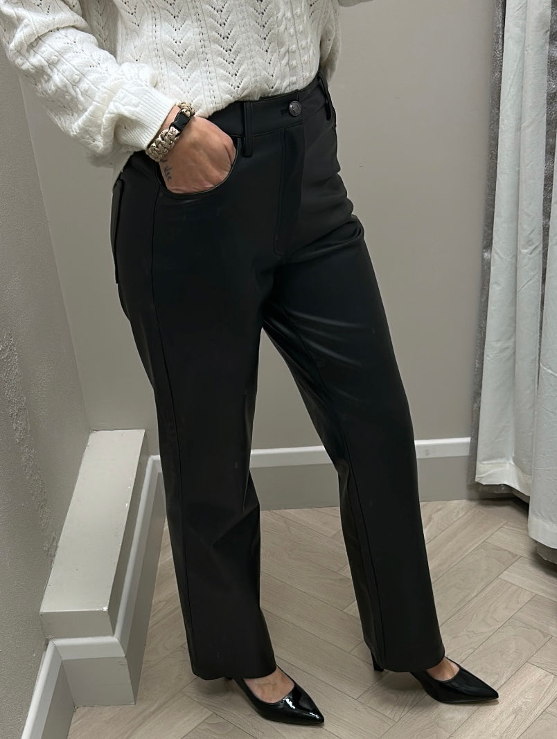 Guess faux leather straight leg trousers