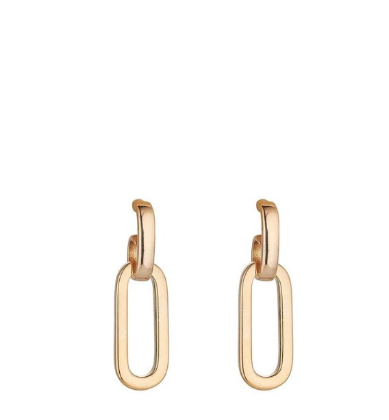P576ecb paper clip gold drop earrings