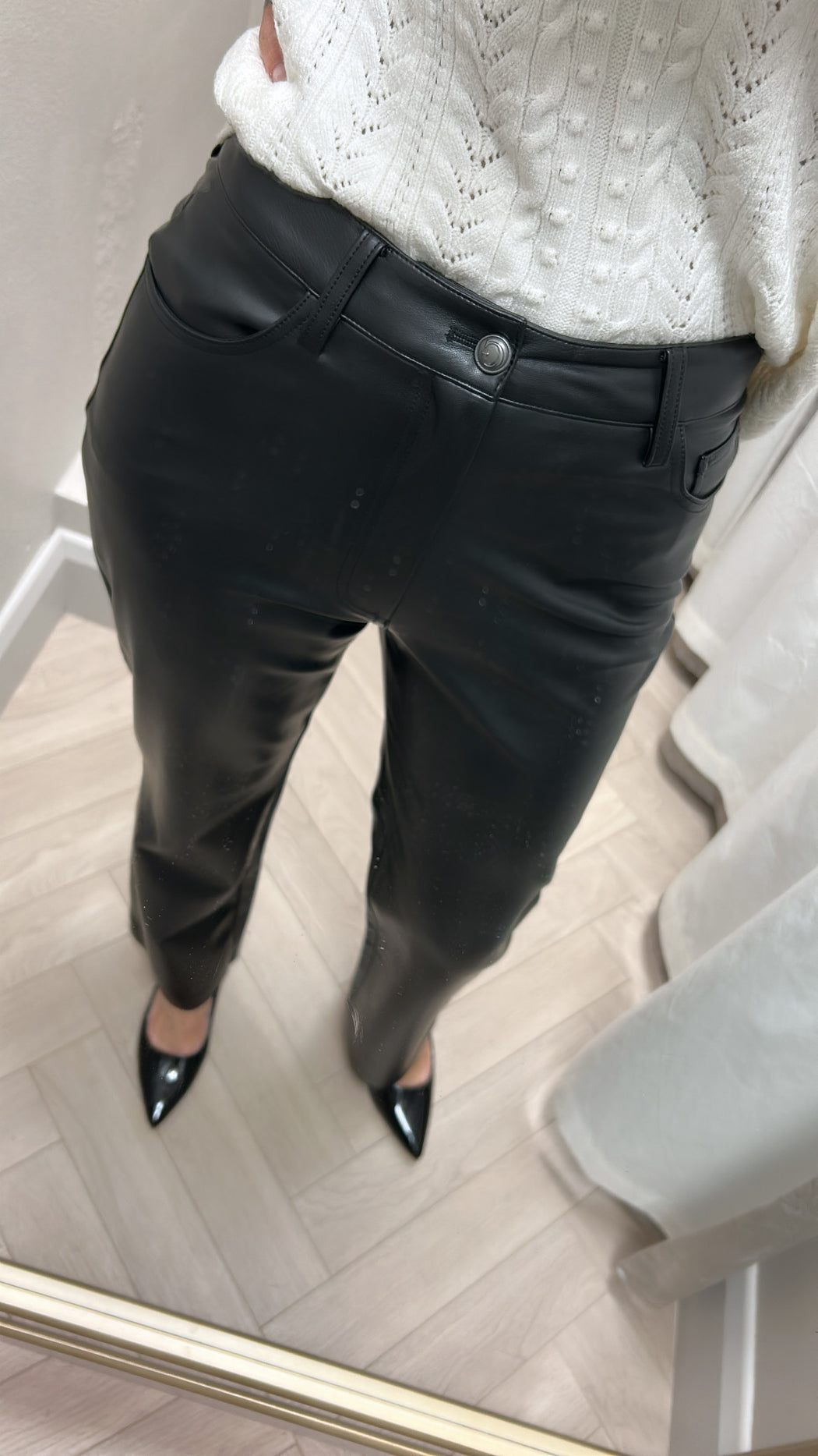 Guess faux leather straight leg trousers