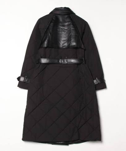 Guess Alexane faux leather mix Quilted Trench Coat. W5BL36W4070