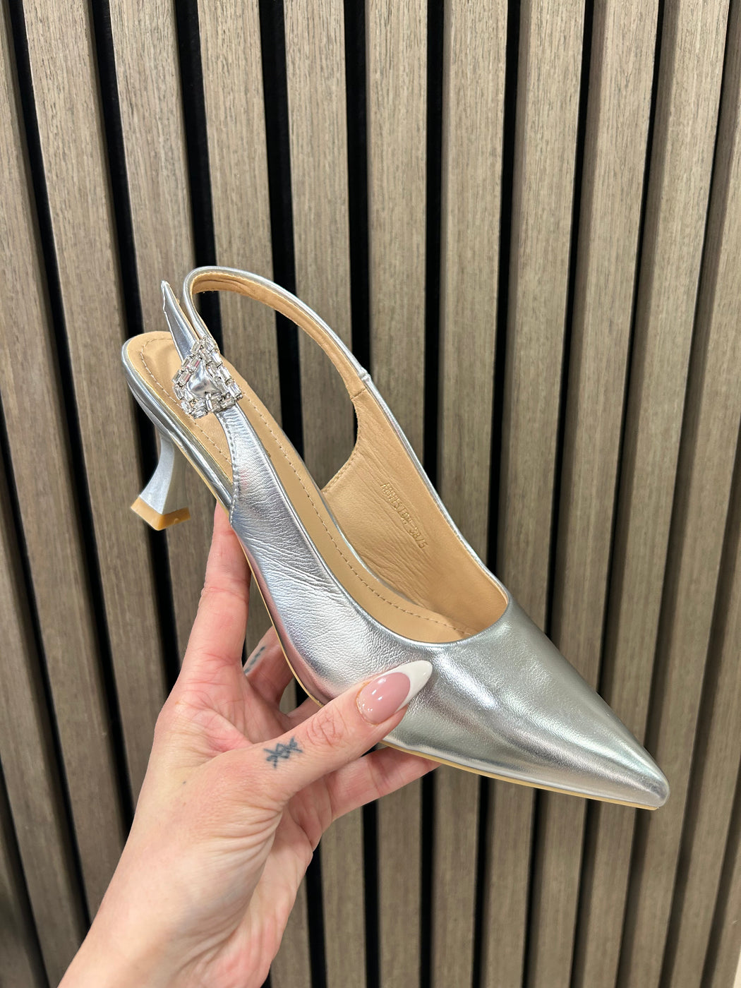 Arniston Silver slingback heels