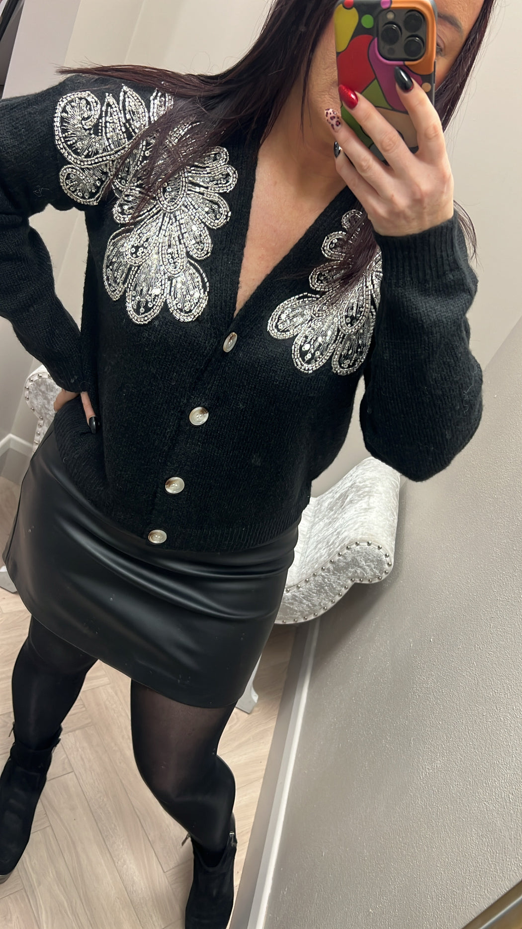 Lajoly black sequin cardi