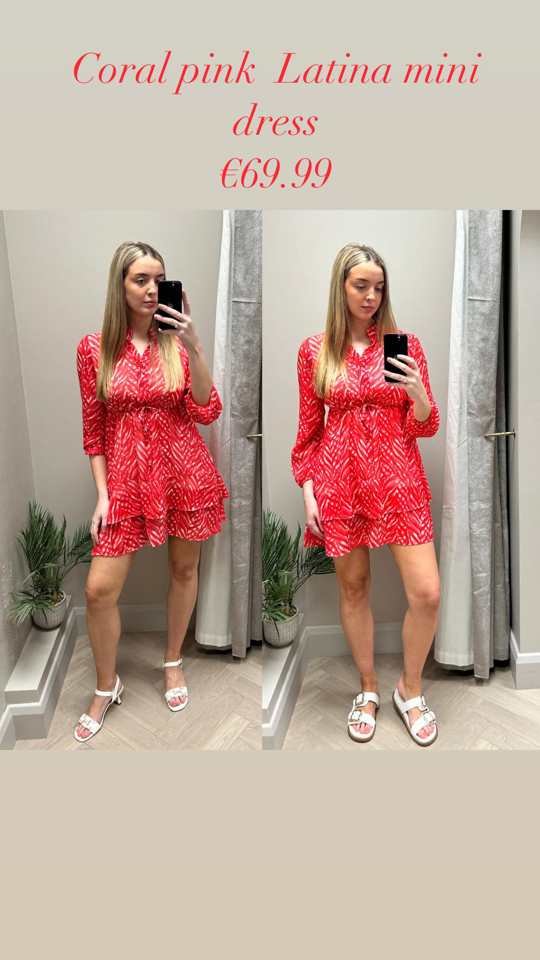 Coral pink  Latina mini dress