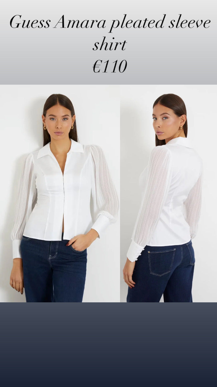 W4rh16 Guess Amara pleated sleeve shirt