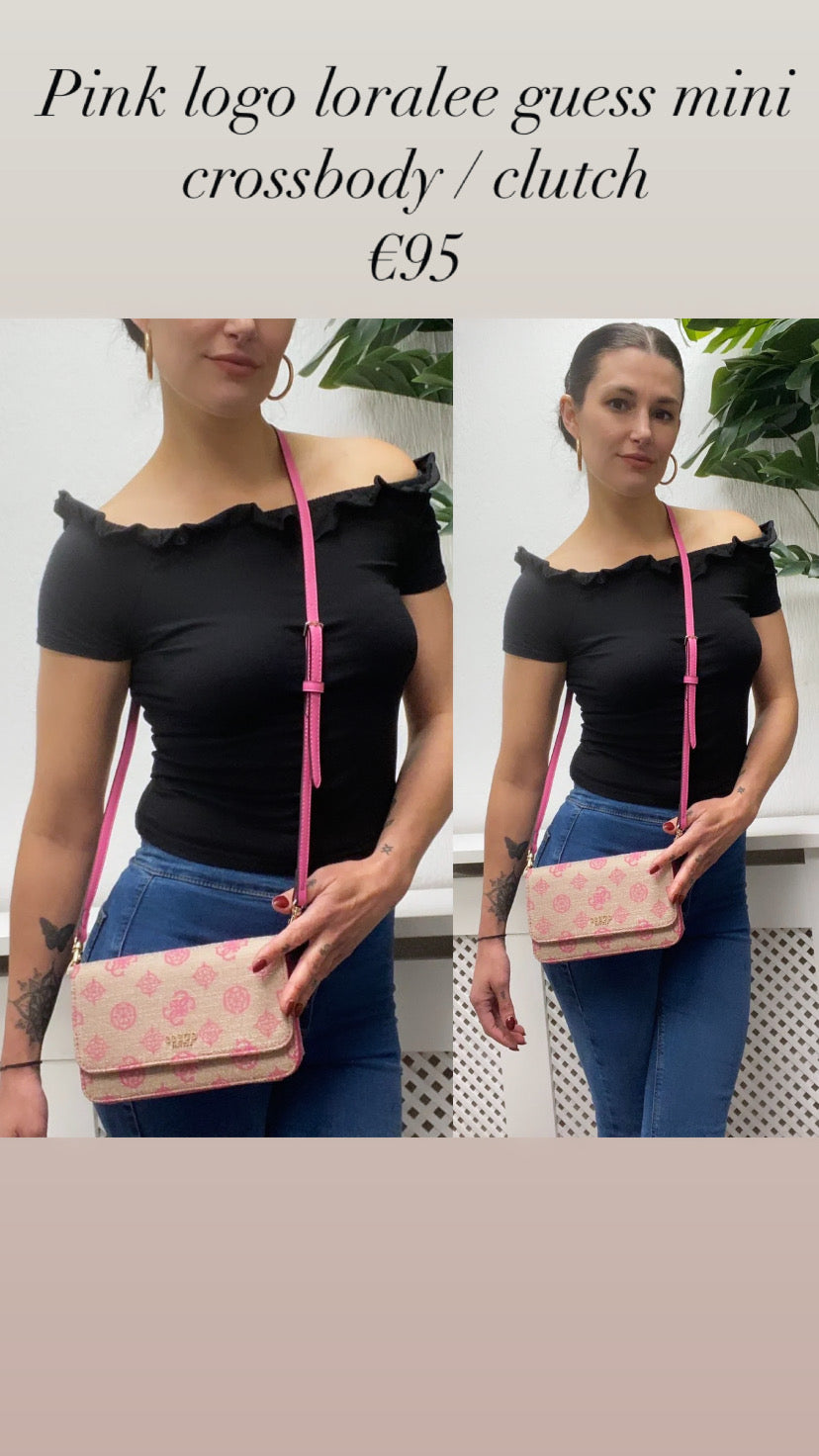 Pink logo loralee guess mini crossbody / clutch