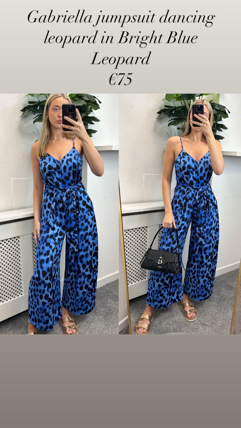 Gabriella jumpsuit dancing leopard  in Bright Blue Leopard