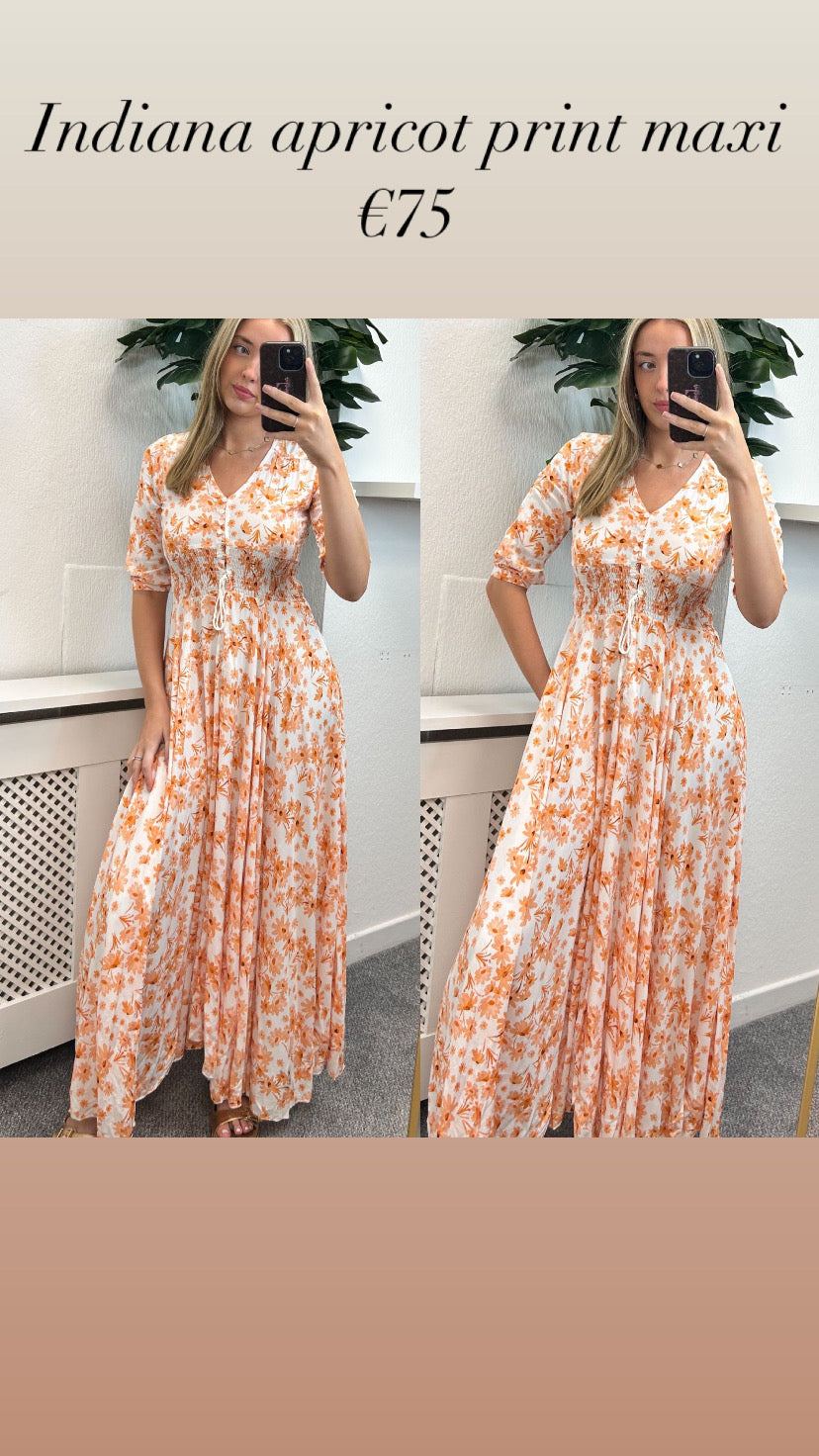 Indiana apricot print maxi