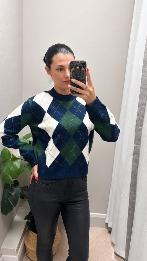 Guess Gracie Argyle Sweater Navy. W6BR48Z1447