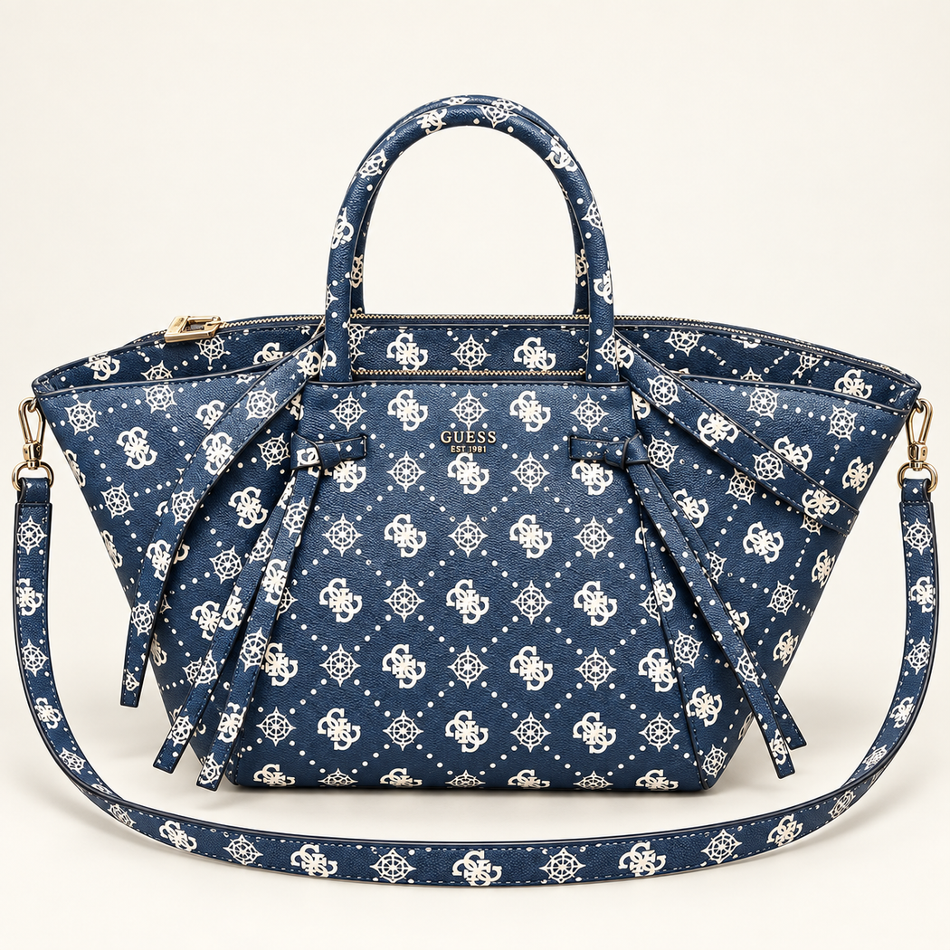 Guess navy logo Allegra logo tote