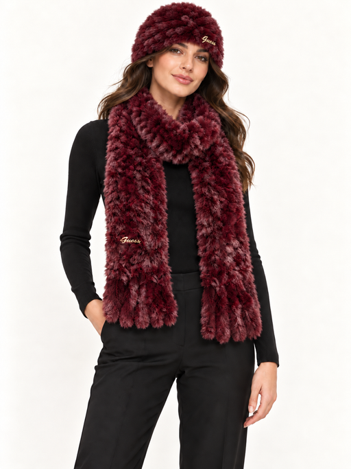Guess Cecilia plum faux fur scarf