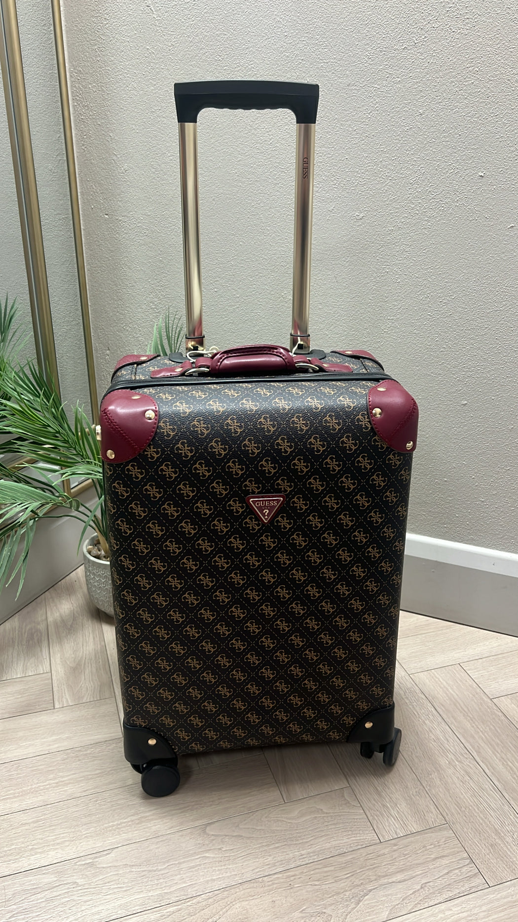Guess brown logo Latona travel suitcase
